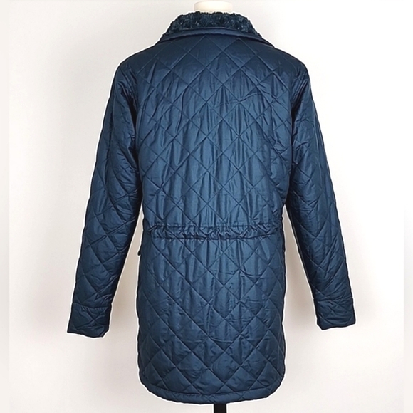 Columbia Women's Quilted Water Resistant Teal Emerald Green Jacket Faux Fur Sz M - Picture 7 of 16